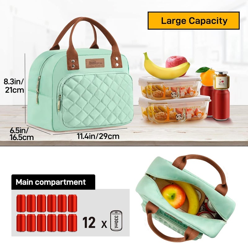 Buringer HOMESPON Lunch Bag for Woman Man Adults with Front Pocket Insulated Lunch Tote Lunch Box Container for Work Picnic or Travel（Green） - Image 3